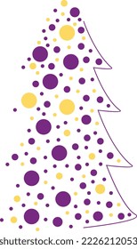 Сhristmas trees, vector, simple flat illustration, cute, minimalism, yellow, purple