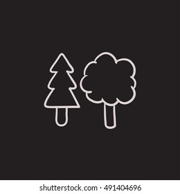 Trees vector sketch icon isolated on background. Hand drawn Trees icon. Trees sketch icon for infographic, website or app.