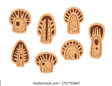 Trees vector template for laser cutting of plywood. Design for lasercut of wood jewelry, home decor, figurines or toys. Cute forest plants isolated on white.