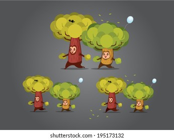 Trees walking animations cartoon vector