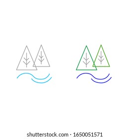 Trees with water structured lines drawing eps