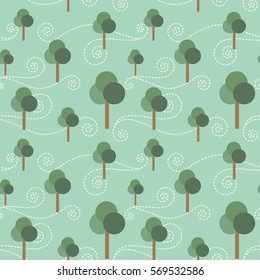 Trees and wind retro vector seamless pattern background 1
