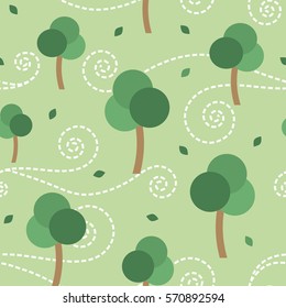 Trees and wind vector seamless pattern background 2