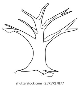 trees in winter illustration hand drawn outline vector