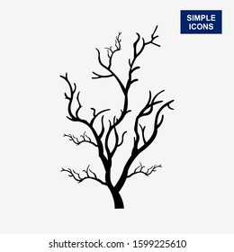 Trees without leaves. Silhouette isolated black on a white background. vector illustration.