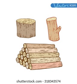trees wood set, vector illustration.