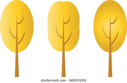 Trees with yellow crown in the autumn.