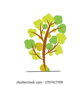 Trees with yellow and green leaves. isolated white background