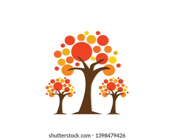Trees with Yellow and orange leaves circle for Autumn LOGO