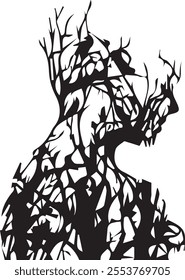 tree-shaped human. illustration vector art.