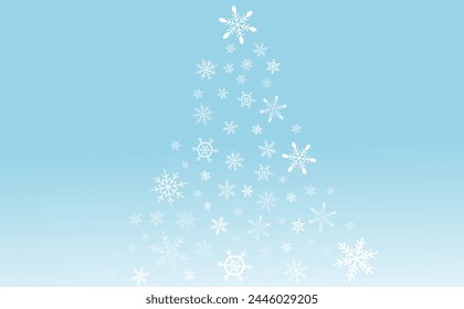 
Tree-shaped illustration material with light blue gradation background and snowflakes
