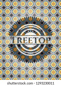 Treetop arabic badge background. Arabesque decoration.