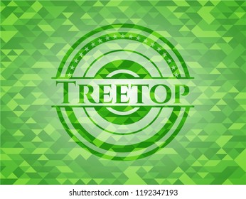 Treetop green emblem with triangle mosaic background