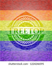 Treetop on mosaic background with the colors of the LGBT flag