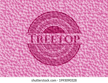 Treetop realistisches rosa Emblem mit Bubbles Hintergrund. Vektorgrafik. Detaillierte Angaben. 
