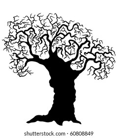 Tree.Vector black silhouette on white