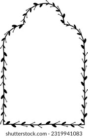 Trefoil Arch rectangular frame architectural Flower window Flower door flower frame floral leaf leaves decoration Botanical Branches wedding card anniversary celebration beautiful arabesque Elements 