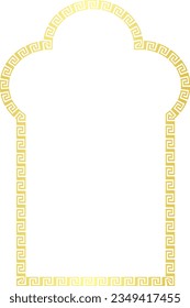 Trefoil Arch rectangular frame architecture window door Greek key pattern Greek meander Luxury golden frame gold pattern ornate ornamental borders decorative decor