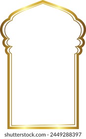 Trefoil Arch rectangular frame architecture window door Gold picture frame luxury golden frame gold border Golden vector framework banner decoration decorative element template isolated abstract art