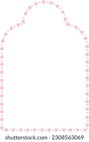 Trefoil Arch rectangular frame Heart frame architectural window door ornate flower frame floral borders decoration cute pink pastel wedding card anniversary celebration beautiful arabesque pattern