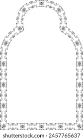 Trefoil Arch Vertical Frame architectural arche window door Vintage frame Flower wreath leaf vector floral border picture frames Branch laurel botanical silhouette black elements decoration