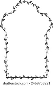 Trefoil Arch Vertical Frame architectural arche window door Vintage frame Flower wreath leaf vector floral border picture frames Branch laurel botanical silhouette black elements decoration