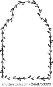 Trefoil Arch Vertical Frame architectural arche window door Vintage frame Flower wreath leaf vector floral border picture frames Branch laurel botanical silhouette black elements decoration