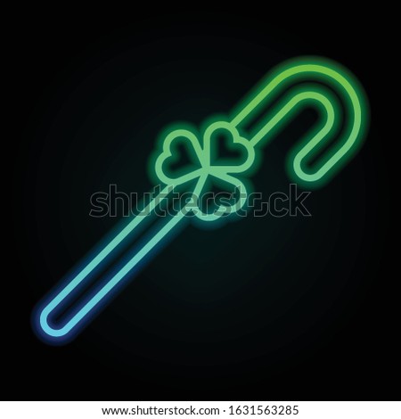 Trefoil cane icon in nolan neon colorful style. Simple thin line, outline vector of saint patrick's day for ui and ux, website or mobile application