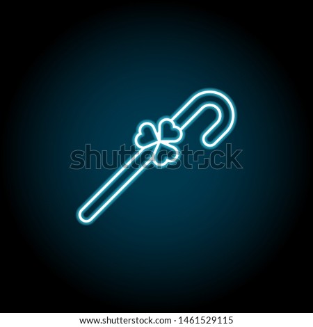 Trefoil Cane neon icon. Simple thin line, outline vector of Saint Patricks Day icons for UI and UX, website or mobile application