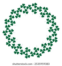 Trefoil Clover verlässt den Circle Frame Rahmen in trendigem Schwarz-Grün. St Patrick Grußvorlage