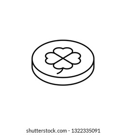 Trefoil Coin icon. Simple thin line, outline vector of Saint Patrick's Day icons for UI and UX, website or mobile application