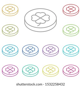 Trefoil coin multi color icon. Simple glyph, flat vector of saint patricks day icons for ui and ux, website or mobile application