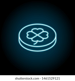 Trefoil Coin neon icon. Simple thin line, outline vector of Saint Patricks Day icons for UI and UX, website or mobile application