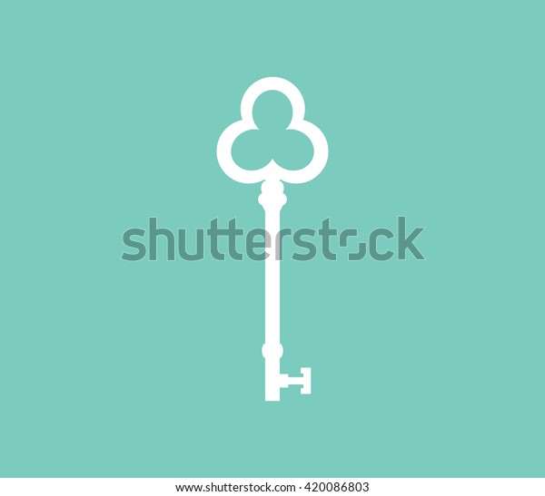 Trefoil key. Turquoise background. Key icon. Key\
pendant. Vintage key vector.  Fashion jewellery  vector design.\
Jewellery vector design.\
