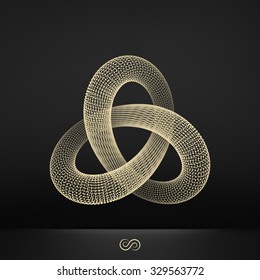 Trefoil Knot. Connection Structure. Vector 3D Illustration. 