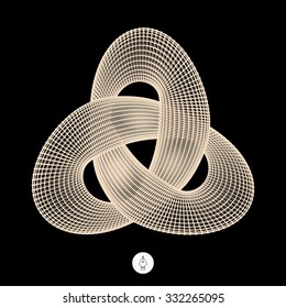 Trefoil Knot. Connection Structure. Vector 3D Illustration. 