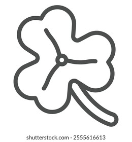 Trefoil leaf clover line icon, saint Patrick day concept. Vector graphics. Leaf with three pestle sign on white background, outline style icon for mobile or web design