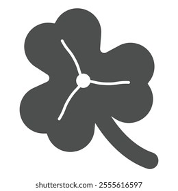 Trefoil leaf clover solid icon, saint Patrick day concept. Vector graphics. Leaf with three pestle sign on white background, outline style icon for mobile or web design