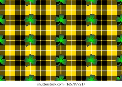 Trefoil on the background of Barclay tartan for St. Patrick's Day decoration 