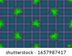 Trefoil on the background of Douglas tartan for St. Patrick