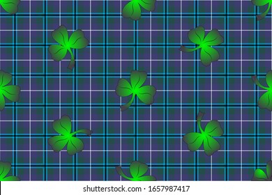 Trefoil sobre el fondo de Douglas tartan para la decoración del Día de San Patricio 