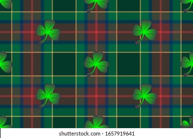 Trefoil on the background of Waterford tartan for St. Patrick's Day decoration 