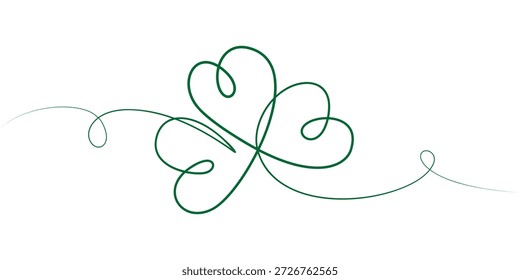 Trefoil Umrisszeichnung Minimal Flaches Design St Patrick Day traditionelles Element Continuous line style. Isolierte Vektorgrafik St Patrick Day Greetings, thematische oder Promo-Karten dekoratives Element 
