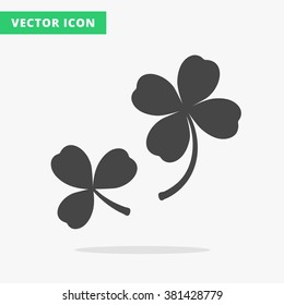 Trefoil and quatrefoil clover leaf traditional Irish symbol, St. Patrick's Day clovers flat vector icons, black silhouette luck sign on white background, clover vector. Two clovers icon. Lucky clover.