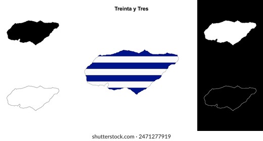 Treinta y Tres department outline map set