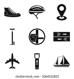 Trek icons set. Simple set of 9 trek vector icons for web isolated on white background