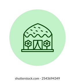 Trekker Hut icon, hut, shelter, nature, mountain pentaglow , editable vector icon, pixel perfect, illustrator ai file