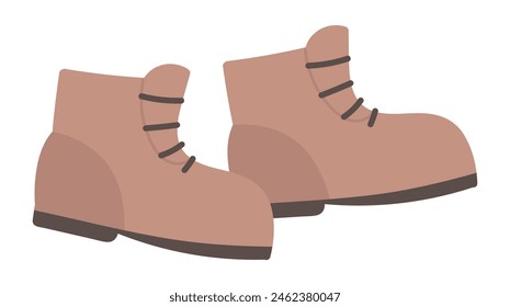 Trekking boots in flat design. Hiking shoe for activity recreation. Vector illustration isolated.