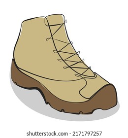 El Trekking arranca una línea dibujando sobre fondo blanco aislado. Ilustración del vector