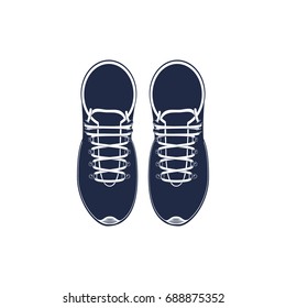 Trekking boots. Warm trekking boots icon isolated on white background. Hiking shoes vector illustration
